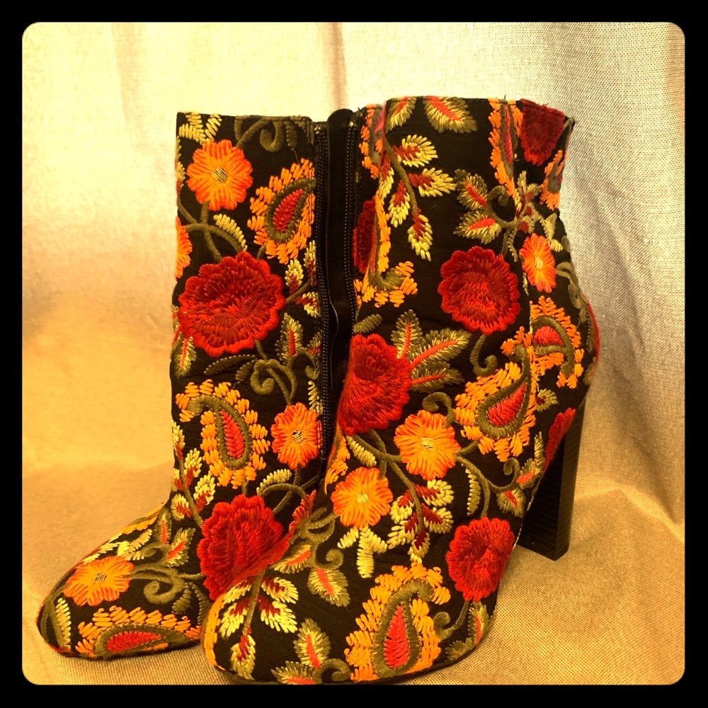 Red and orange flower boots